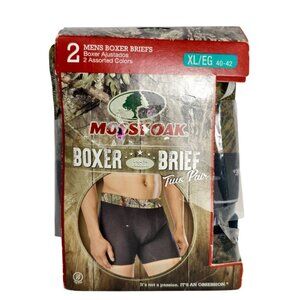 Mossy Oak Mens Boxer Briefs XL 2 Pack Camo 40-42" 100% Cotton True Pair